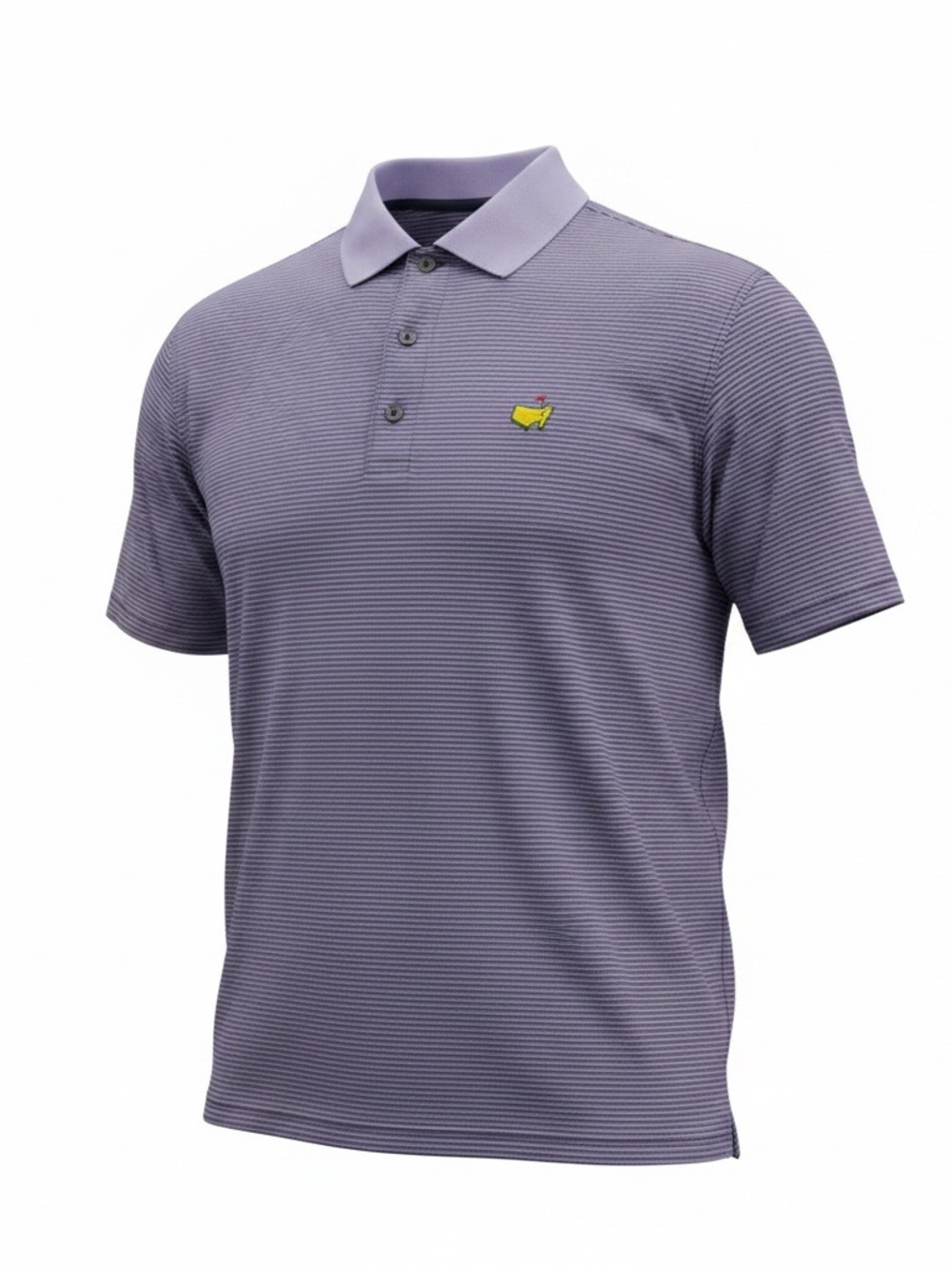 Masters Tech Golf Polo Shirt Augusta Stripe Purple Short Sleeve Size Large